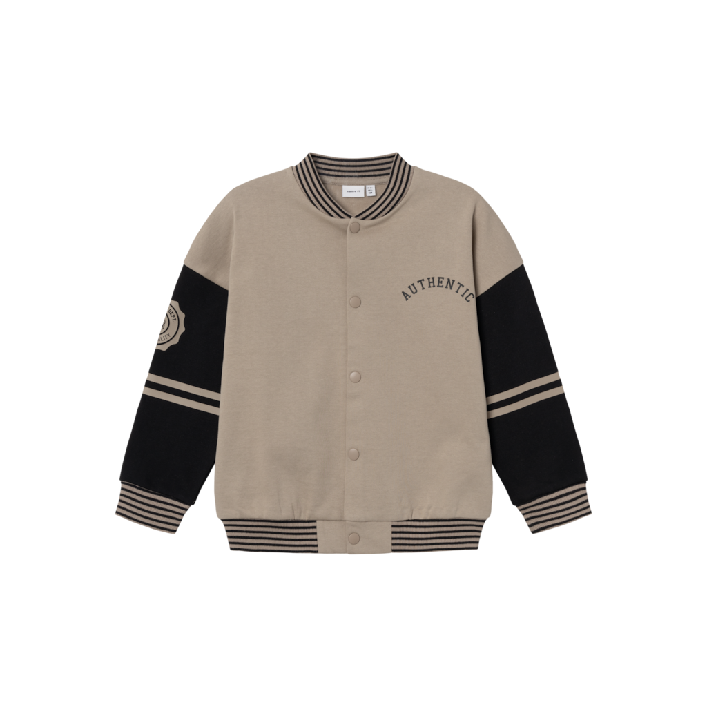 Nassen Sweat Cardigan Weathered Teak Black fra Name It