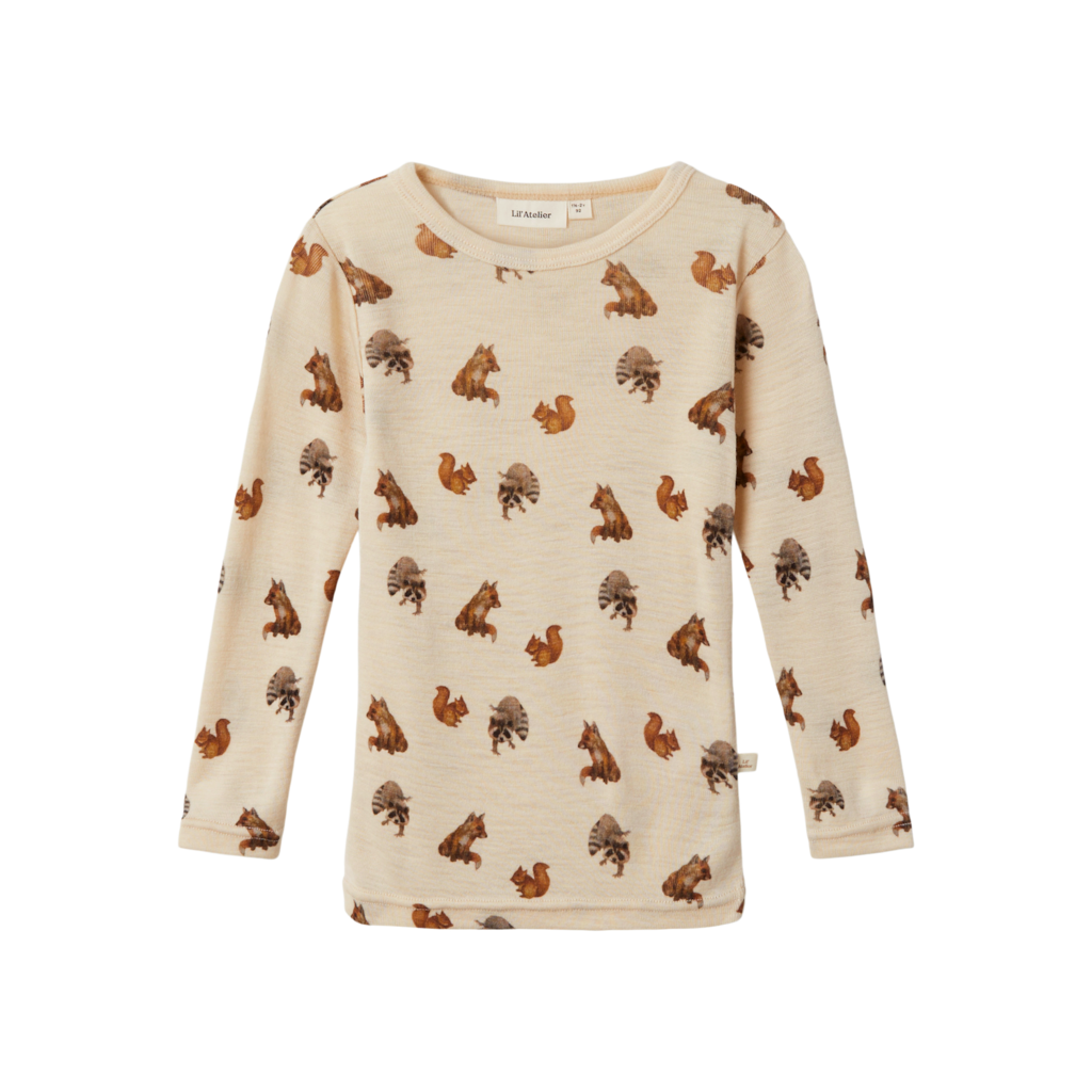 Langærmet Uld Bluse Nimo Sandshell fra Lil Atelier