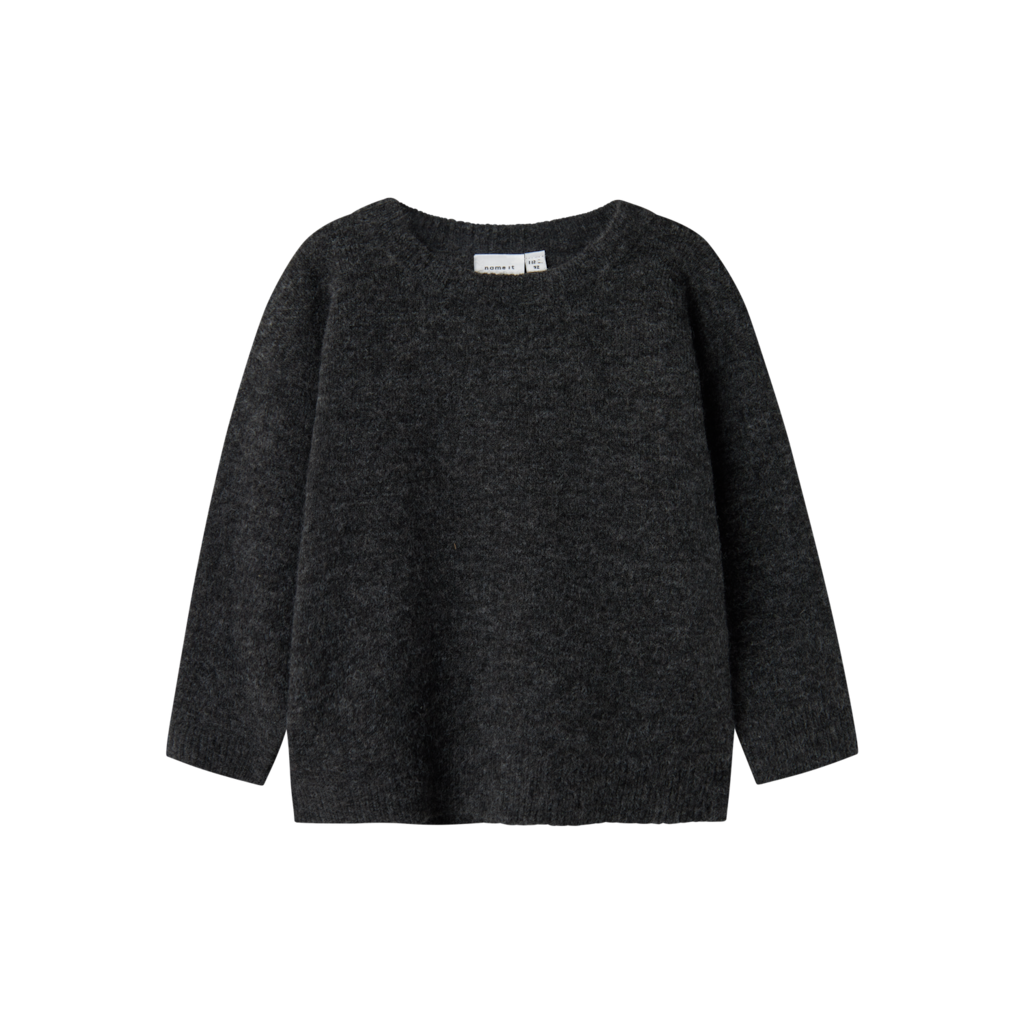 Striktrøje Tali Dark Grey Melange fra Name It