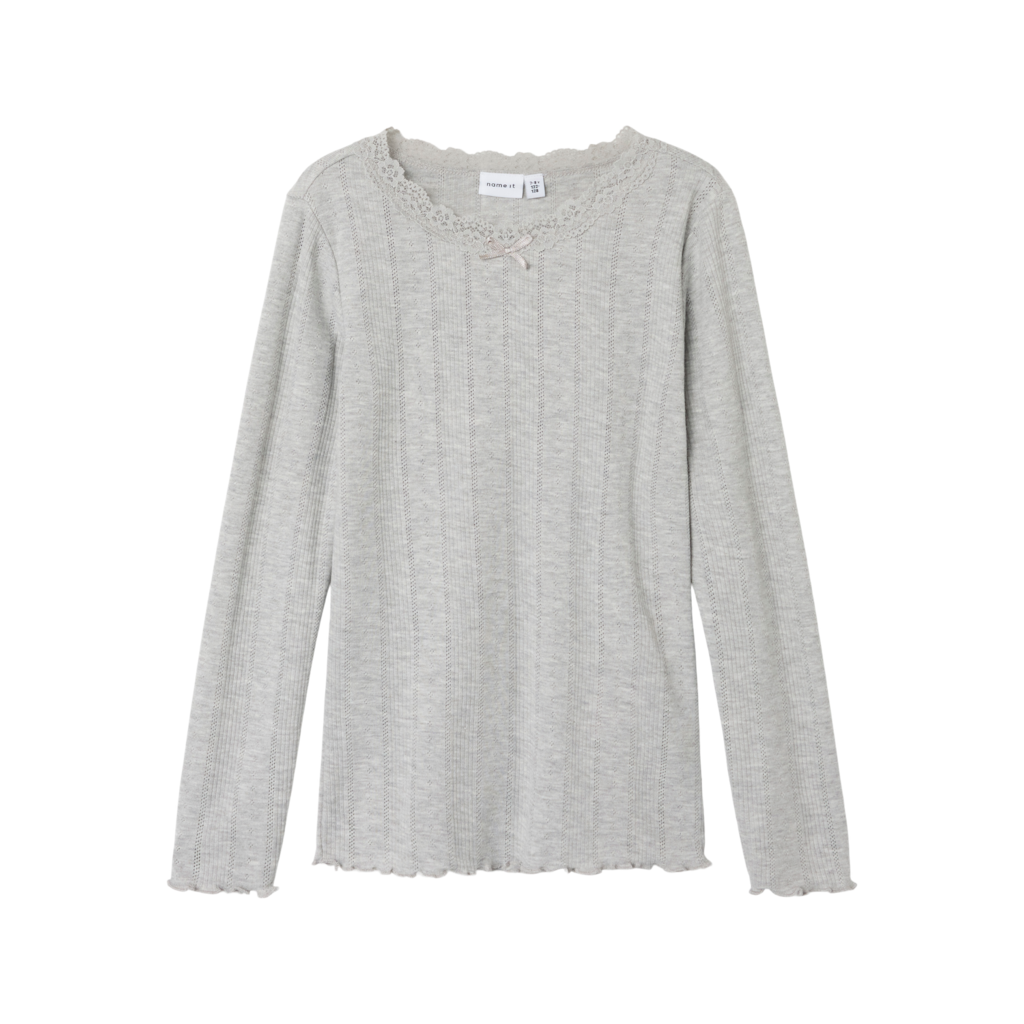 Hulmønster Bluse Freda Grey Melange fra Name It