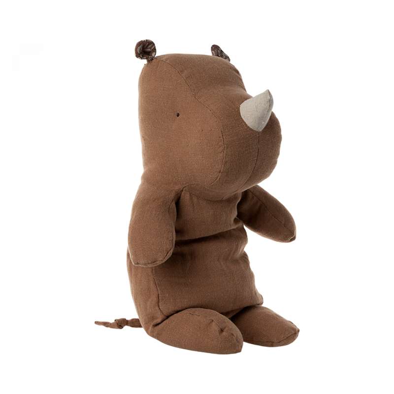 Safari Friends   Medium Næsehorn Bamse   Lysebrun fra Maileg