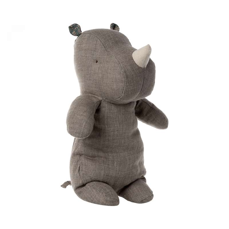 Safari Friends   Medium Næsehorn Bamse   Mørkegrå fra Maileg