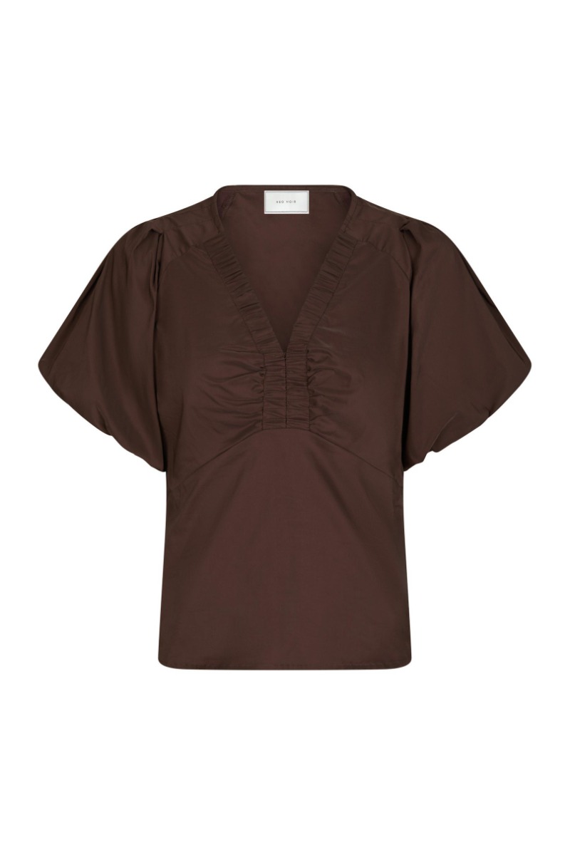 Bluse   Irina Poplin Blouse   Dark Brown fra Neo Noir