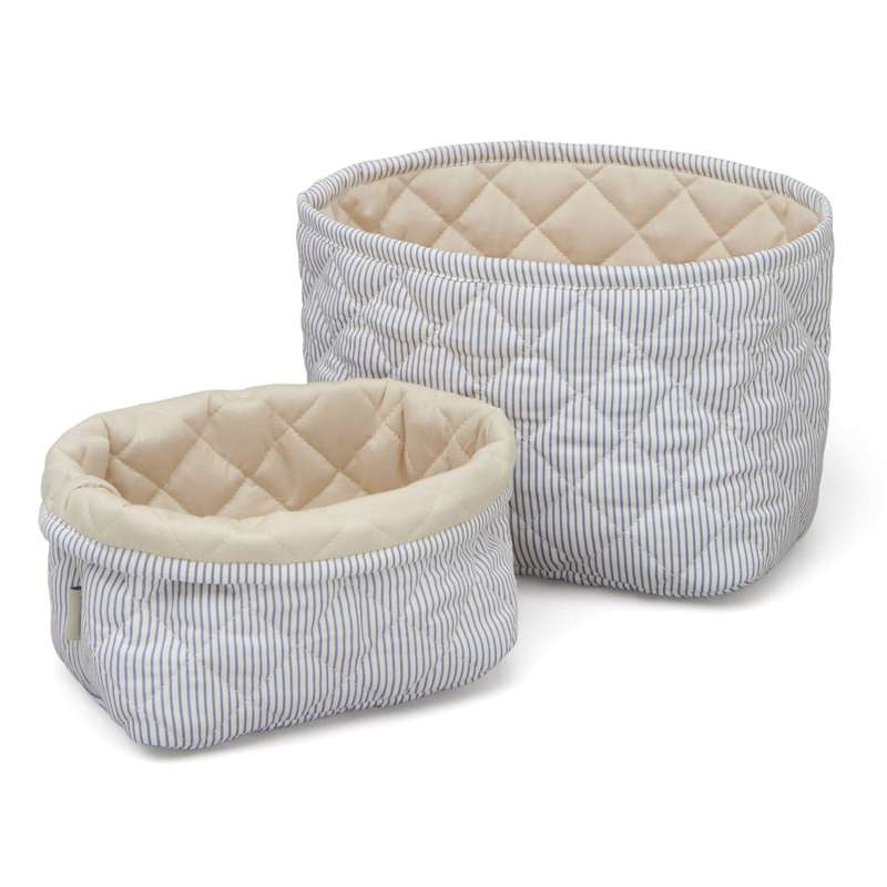 Quiltede Opbevaringskurve 2 Stk. Ocs Classic Stripes Blue Praline fra Cam Cam Copenhagen