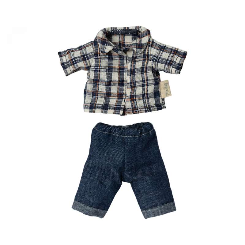Tøj Til Far Mus   Skovmandsskjorte Og Jeans fra Maileg