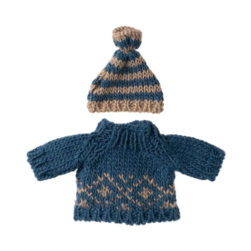 Strikket Sweater Og Hue   Mus   Far fra Maileg