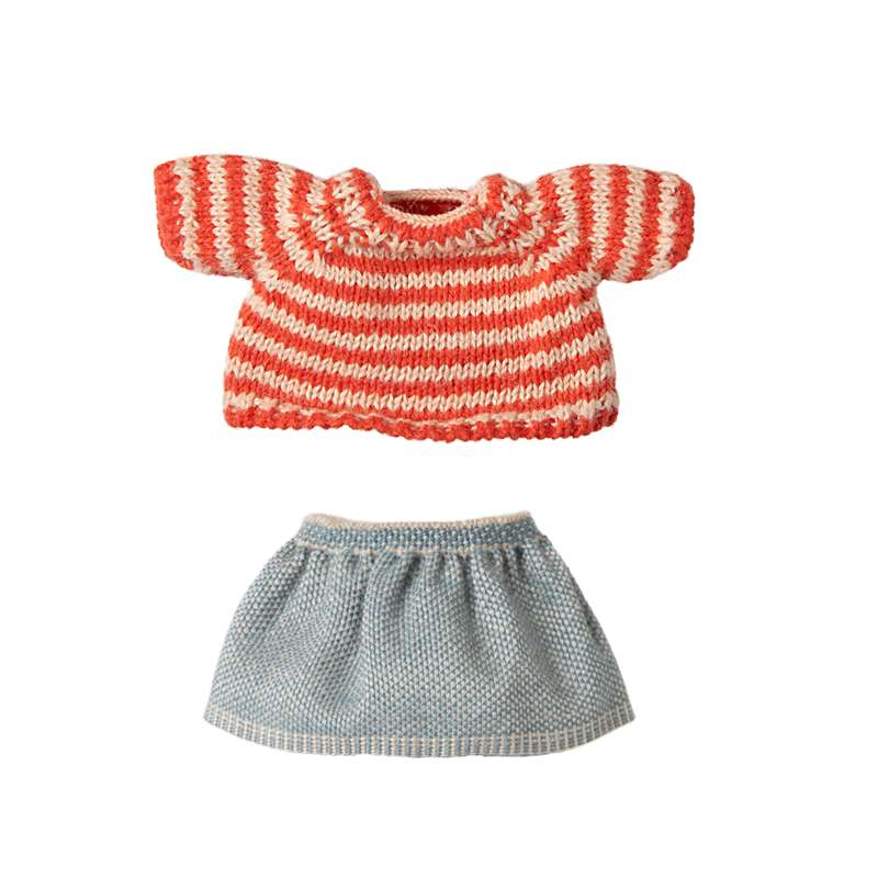 Strikket Sweater Og Nederdel   Storesøster Mus fra Maileg