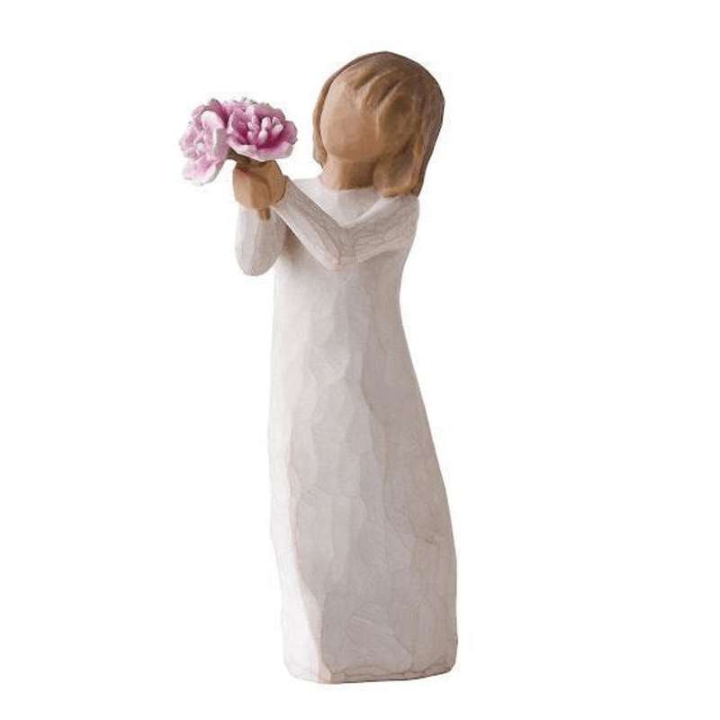 Thank You Figur (pige Med Lyserød Buket) fra Willow Tree