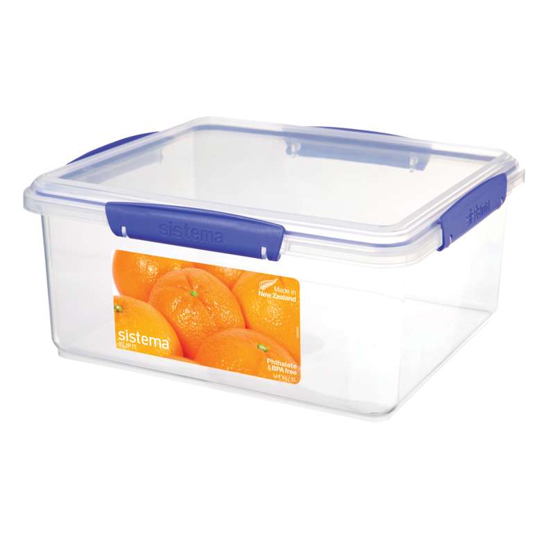 Madopbevaring   Klip It   Rectangle   5l   Blå fra Sistema