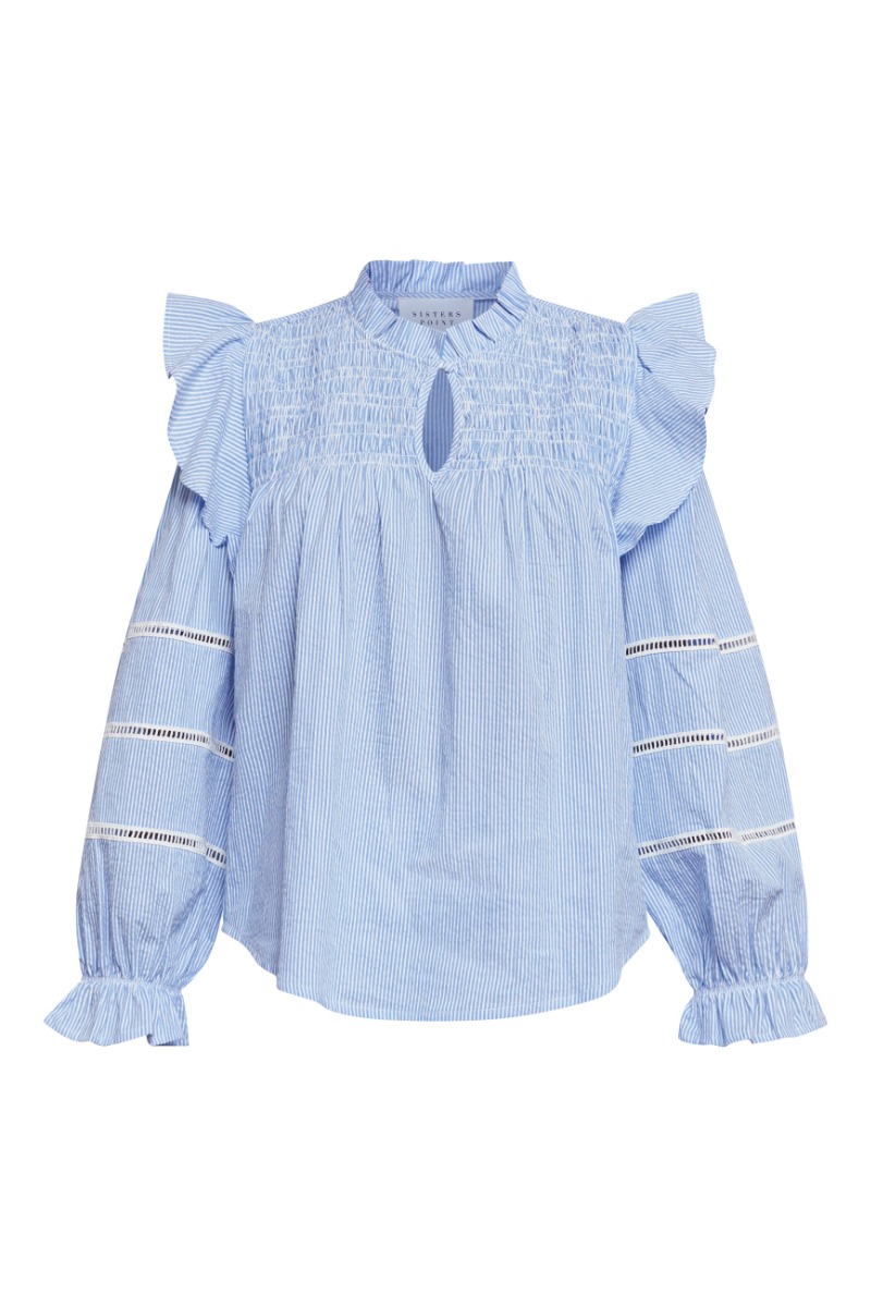 Bluse   Vysla Ls   Blue White fra Sisters Point