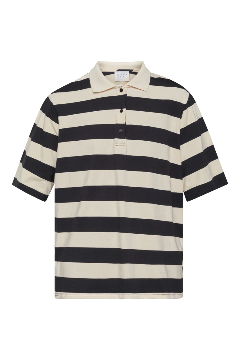 Bluse   Vivia Polo.ss   Beige Black fra Sisters Point