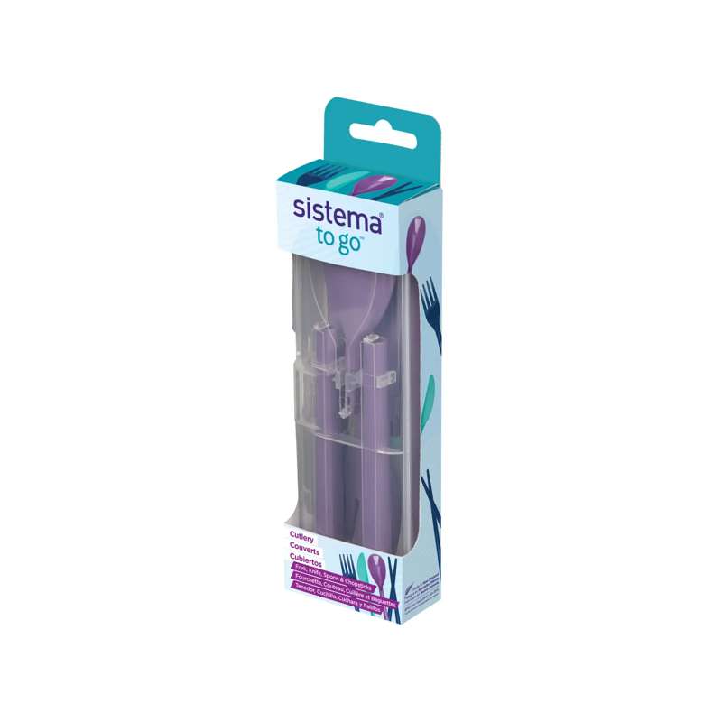 Madpakketilbehør   To Go Bestiksæt M. Beholder   Misty Purple fra Sistema