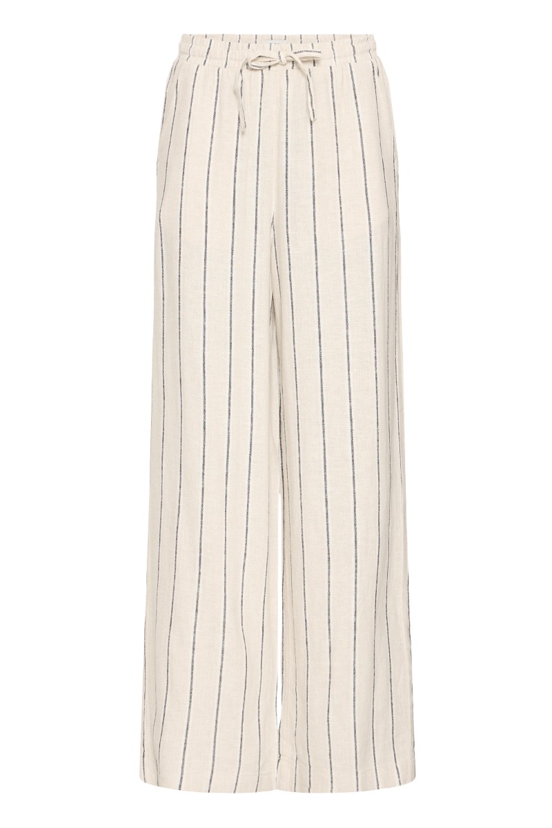 Bukser   Ih Linno Pa Fl   Natural Ecru Stripe fra Ichi
