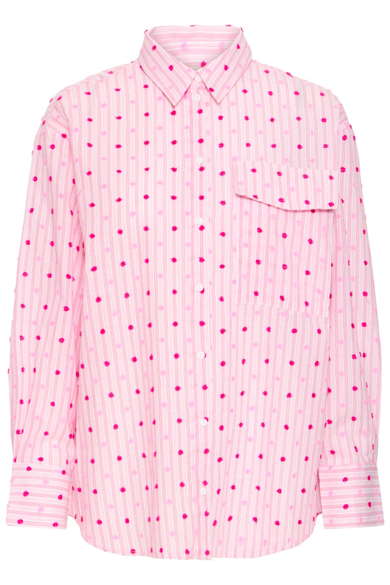 Skjorte   Blake Sh   Fuchsia Red W. Cloud Dancer fra Ichi