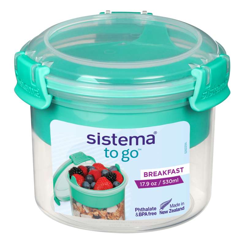 Snackboks   Breakfast To Go   530ml   Minty Teal fra Sistema