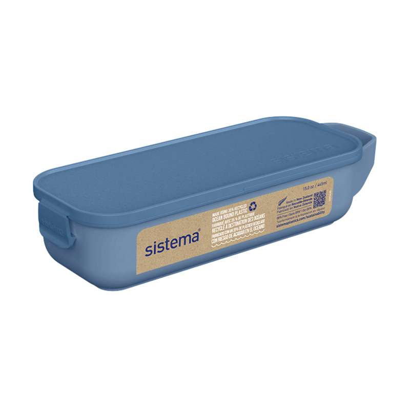 Ocean Bound Snackboks   Snack And Slide   430ml   Mountain Blue fra Sistema