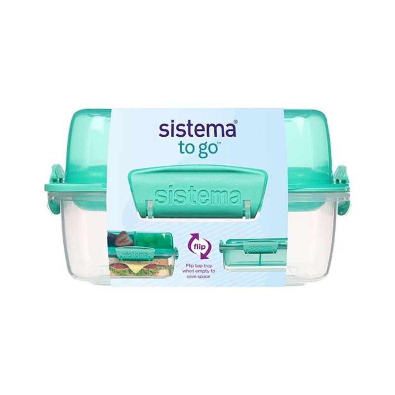 Madkasse   Lunch Stack To Go Square   1.24l   Minty Teal fra Sistema