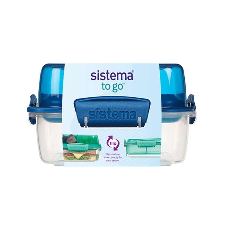 Madkasse   Lunch Stack To Go Square   1.24l   Ocean Blue fra Sistema