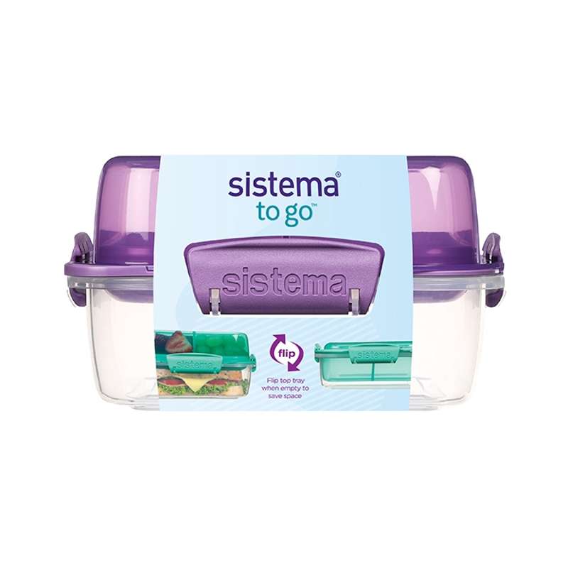 Madkasse   Lunch Stack To Go Square   1.24l   Misty Purple fra Sistema