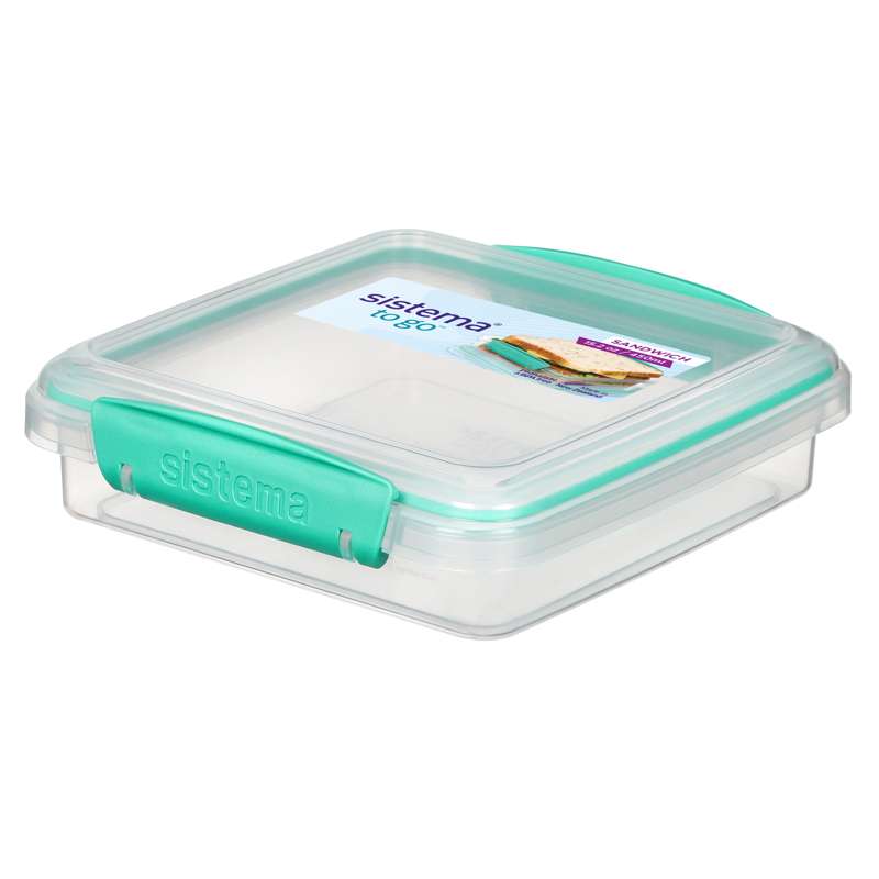 Madkasse   Sandwich Box To Go   450ml   Minty Teal fra Sistema