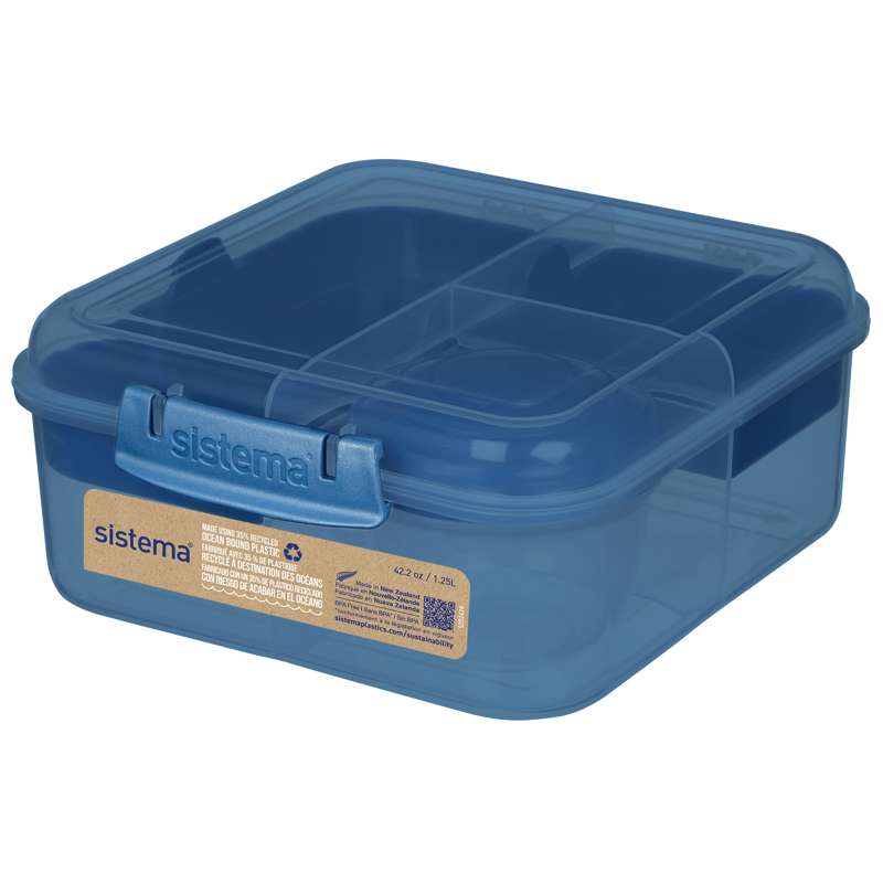 Ocean Bound Madkasse   Bento Cube   1.25l   Mountain Blue fra Sistema