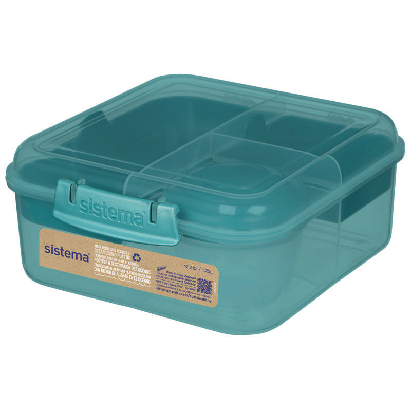 Ocean Bound Madkasse   Bento Cube   1.25l   Teal Stone fra Sistema