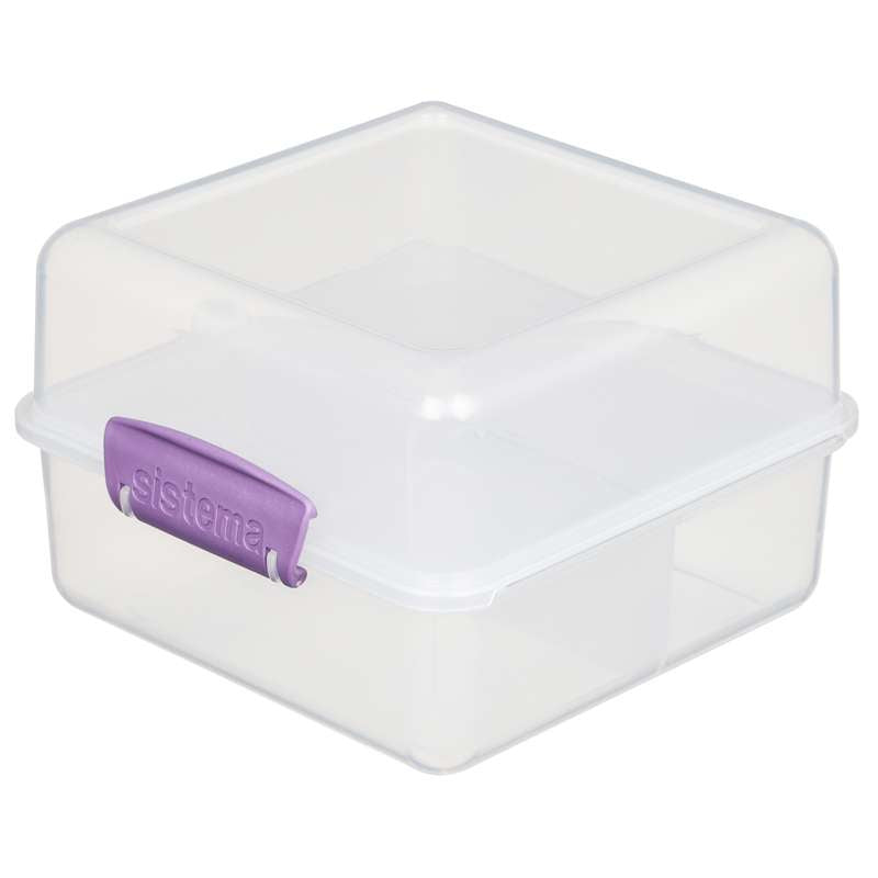Madkasse   Lunch Cube To Go   1.4 L.   Klar Misty Purple fra Sistema