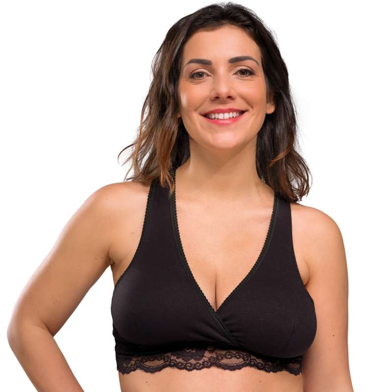 New Mum økologisk Crossover Amme Bh Blonder Sort fra Carriwell