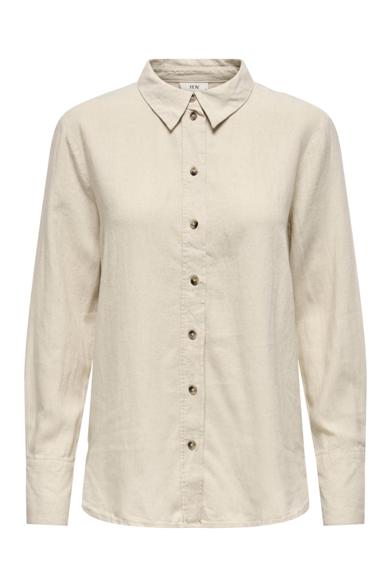 Skjorte   Say L S Linen Loose Shirt   Oatmeal fra Jdy