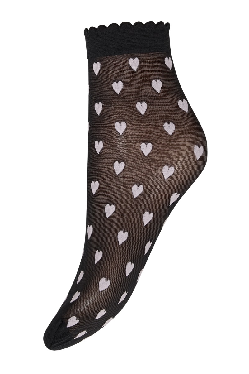 Strømper   Socks Hearts 20d   Dusty Rose fra Hype The Detail