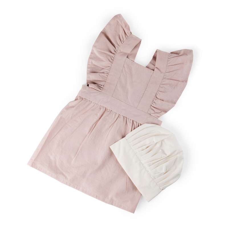 Børneforklæde M. Kokkehue   Dusty Pink Classic White fra Sebra