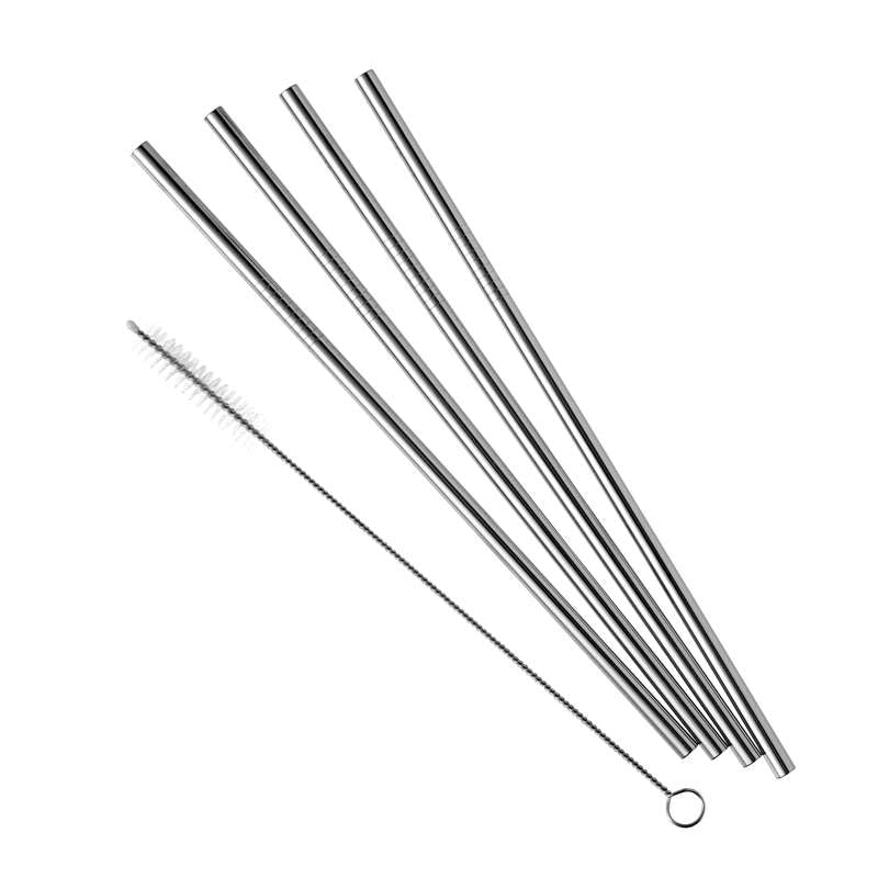 Steelstraw Stålsugerør M. Børste   4 Pak   Lige   22 Cm. 6mm. fra Pulito