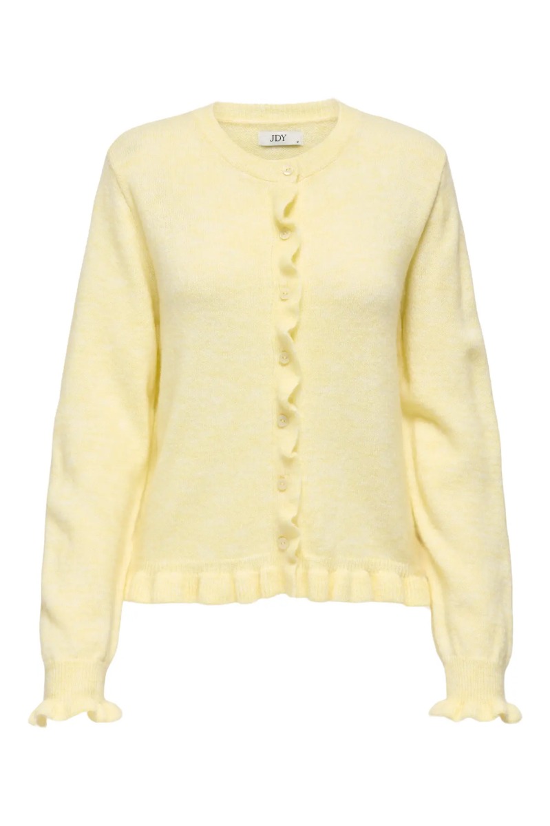 Cardigan   Lettyl S On Frill Cardigan   Pastel Yellow Melange fra Jdy
