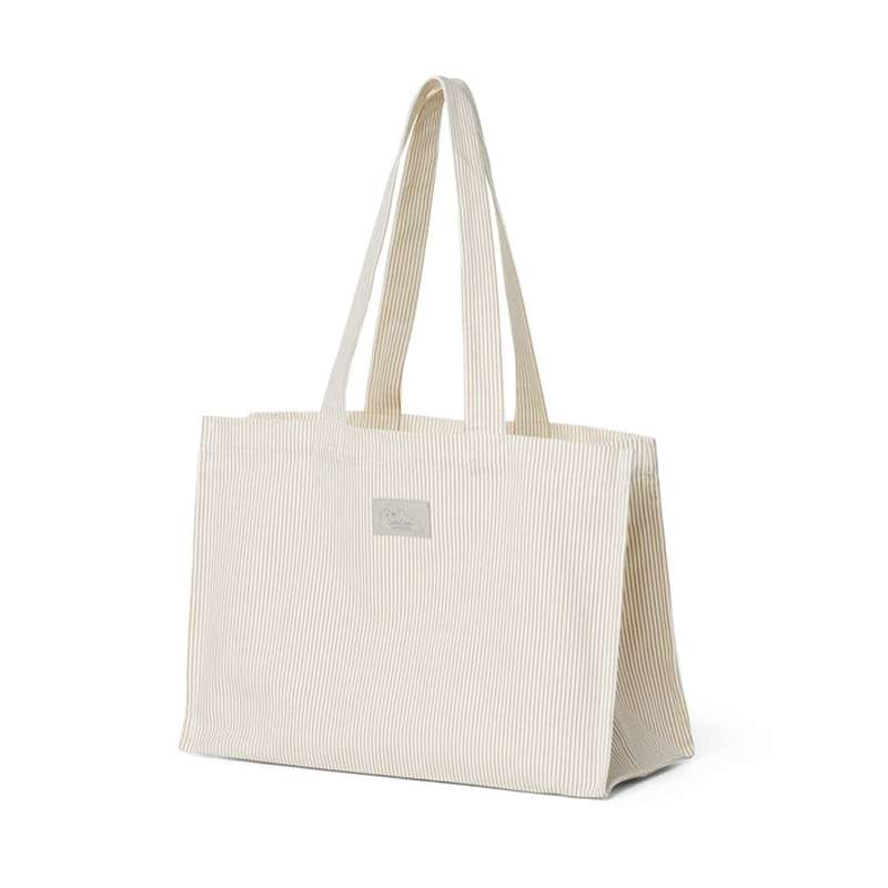 Kanvas Tote Bag   Gots   Classic Stripes Camel fra Cam Cam Copenhagen