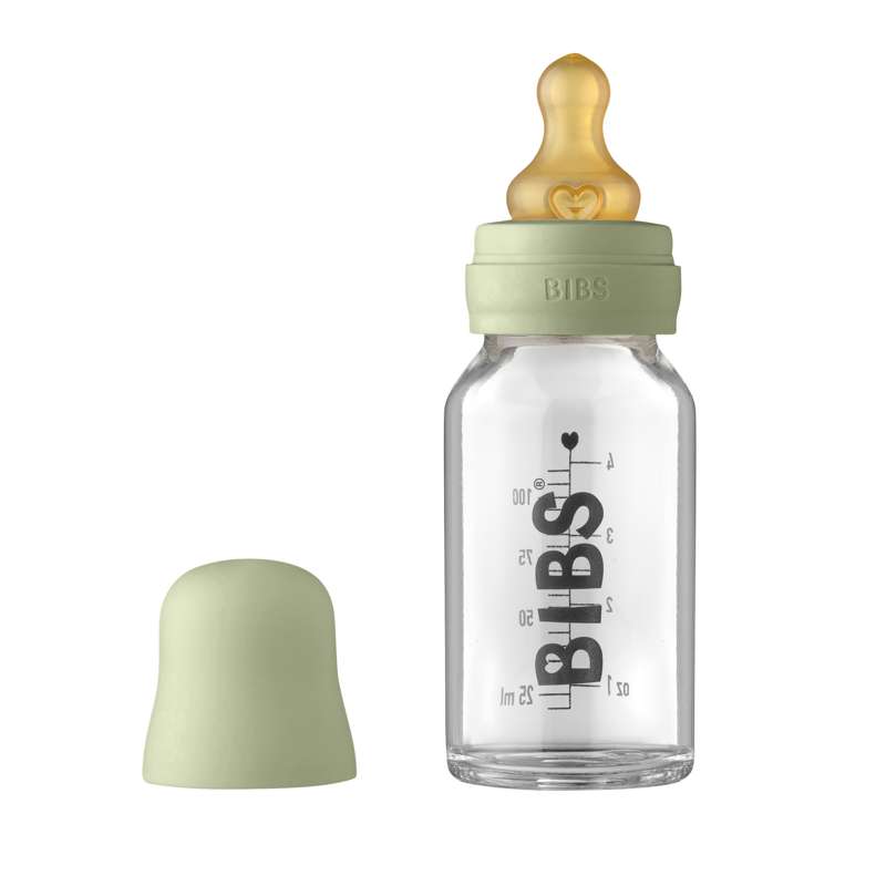 Bottle Sutteflaskesæt Glas Latex Rund 110 Ml. Sage fra Bibs