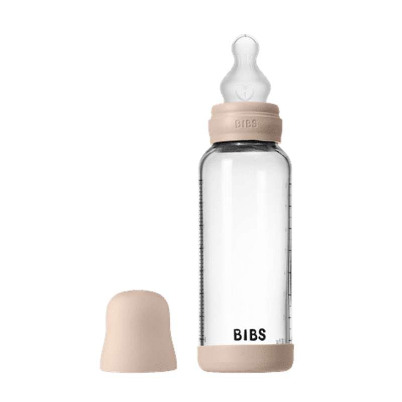Bottle Sutteflaskesæt Glas Silikone Medium Flow Rund 240 Ml. Blush fra Bibs