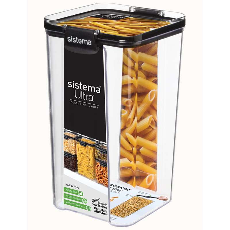 Madopbevaring   Tritan Ultra   Square   1.3l   Sort fra Sistema