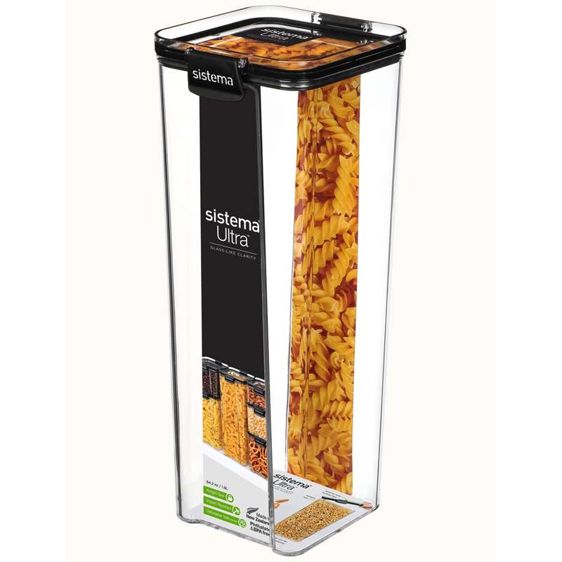 Madopbevaring   Tritan Ultra   Square   Large   1.9l   Sort fra Sistema