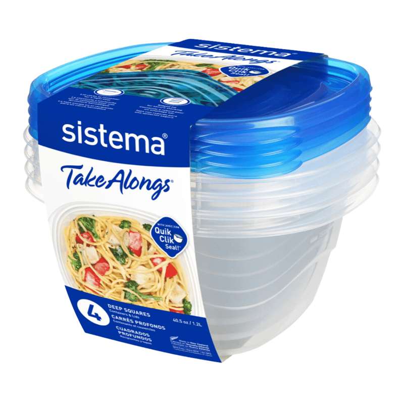 Madopbevaring   Deep Square Takealongs   4 Pak   1.2l   Royal Blue fra Sistema