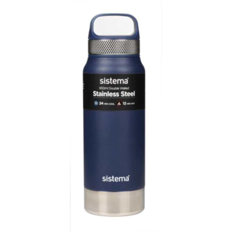 Termoflaske   Rustfrit Stål   650ml   Navy fra Sistema