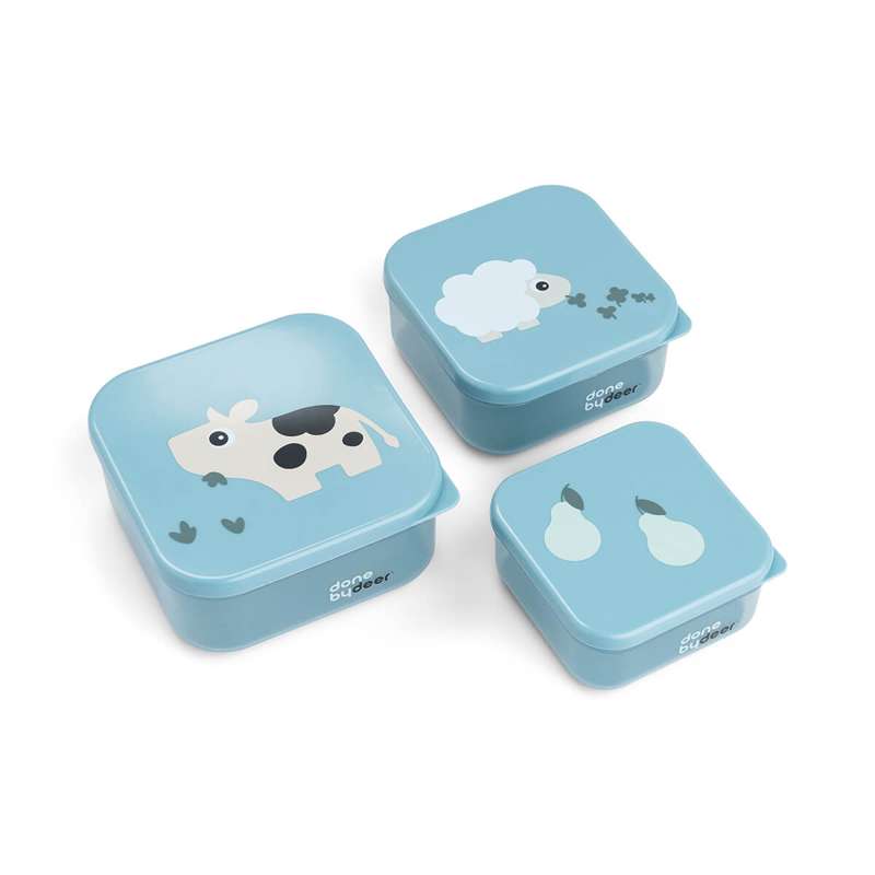 Snackboks Sæt   3 Stk.   Tiny Farm   Blå fra Done By Deer