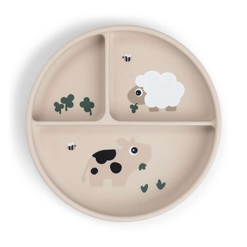 Stick & Stay Ruminddelt Tallerken   Tiny Farm   Sand fra Done By Deer