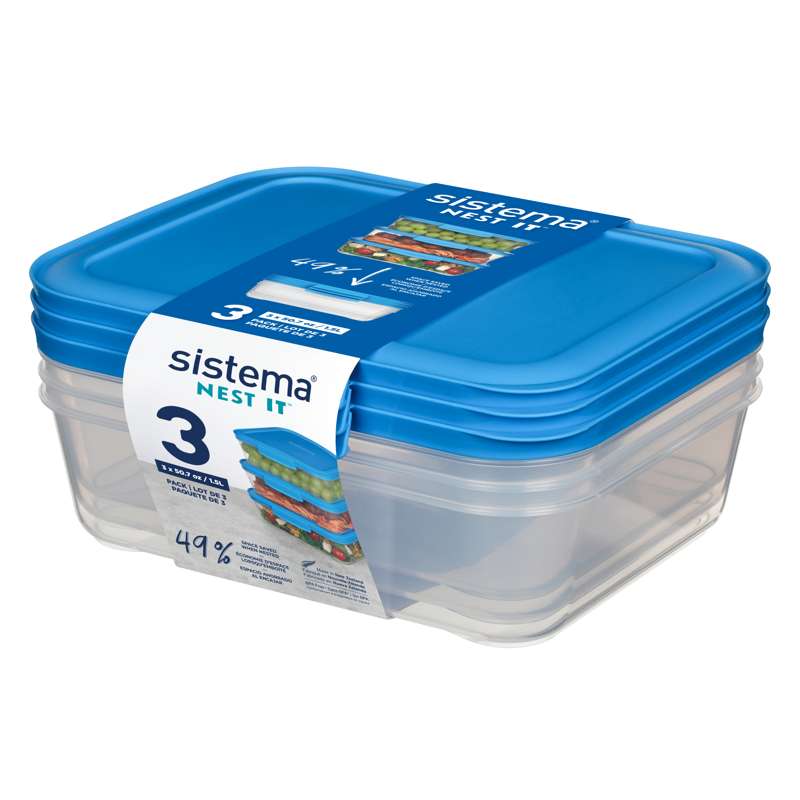 Madopbevaring   Nest It   3 Pak   1.5l   Blå fra Sistema
