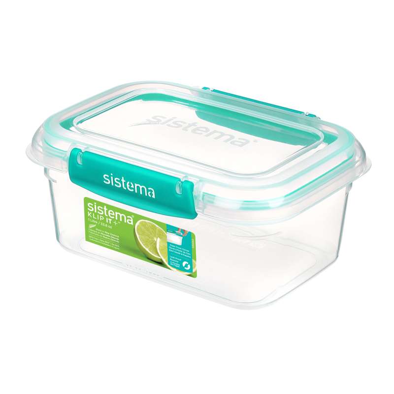 Madopbevaring   Klip It Plus   Rectangle   1l   Mint fra Sistema