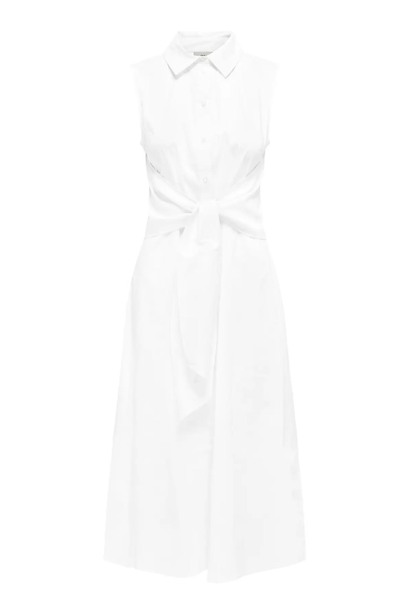 Kjole   Mio S L Tie Midi Dress   White fra Jdy
