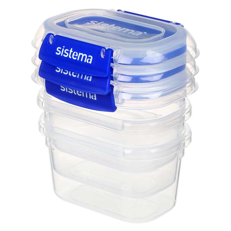 Madopbevaring   Klip It Plus   Rectangle   3 Pak   400ml   Blå fra Sistema