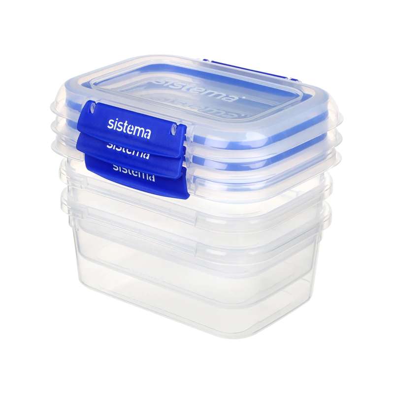 Madopbevaring   Klip It Plus   Rectangle   3 Pak   1l   Blå fra Sistema