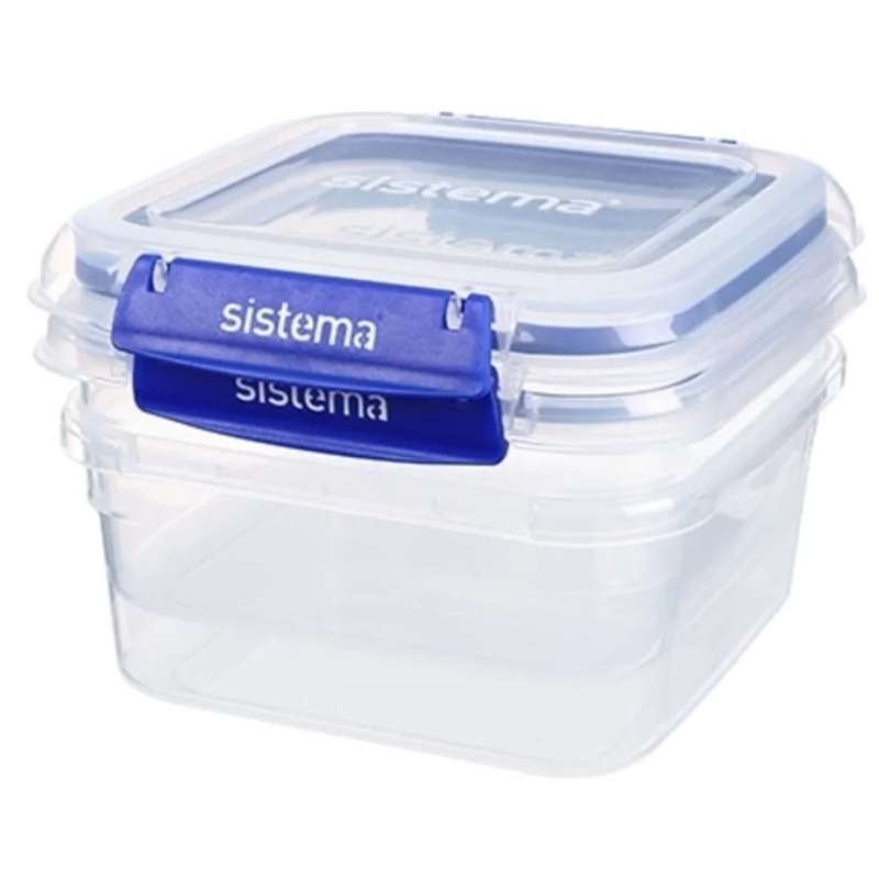 Madopbevaring   Klip It Plus   Square   2 Pak   1.15l   Blå fra Sistema