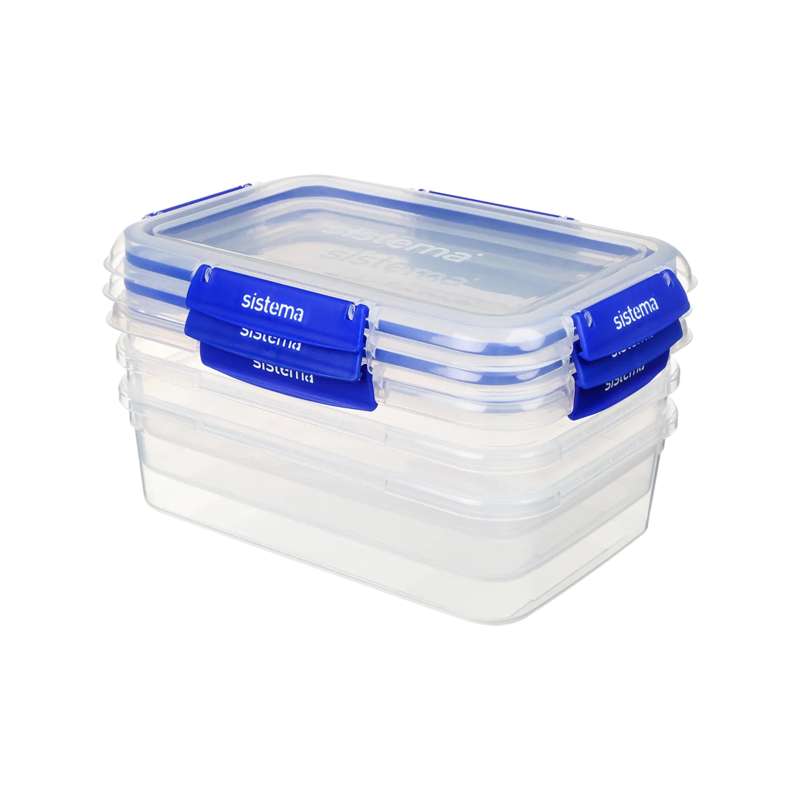 Madopbevaring   Klip It Plus   Rectangle   3 Pak   2.2l   Blå fra Sistema