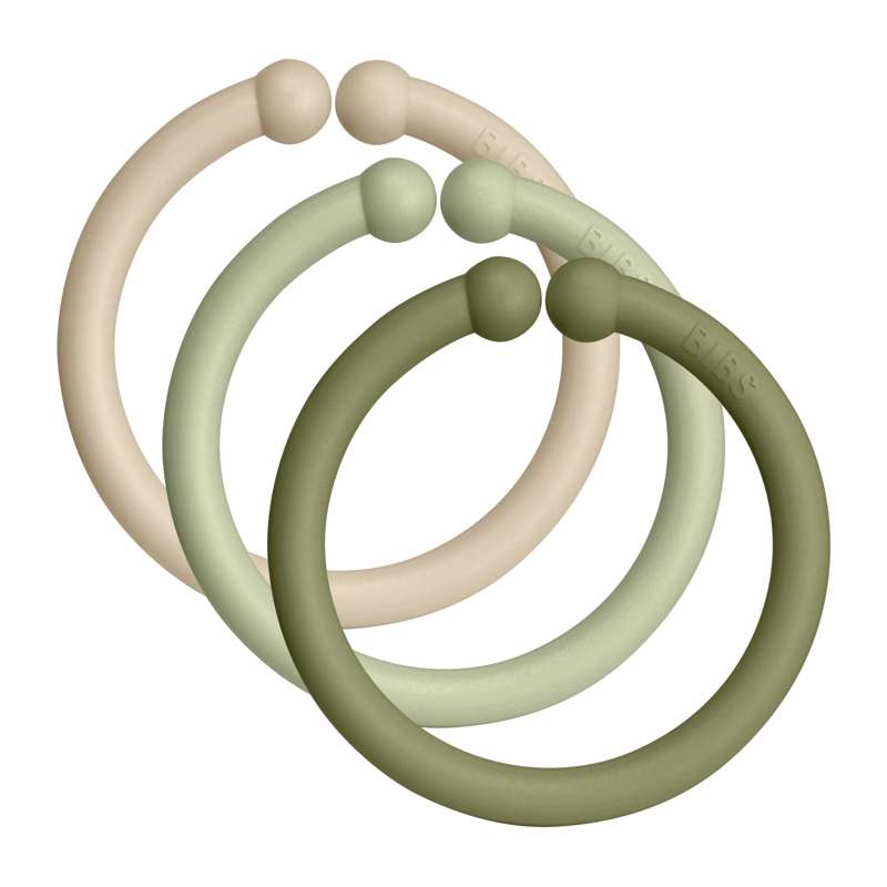 Loops Ophængsringe 12 Pak Vanilla Sage Olive fra Bibs